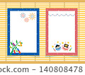 Tanabata postcard set with a bamboo blind background 140808478