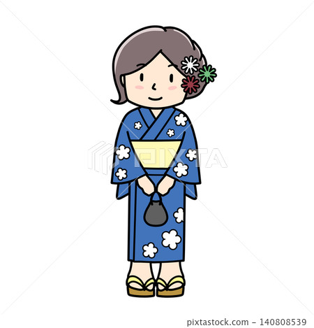 Illustration of a woman in a yukata Illustration of a woman in a yukata 140808539