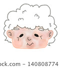 手繪的微笑老人的臉龐；一個可愛的圖標，象徵著安詳的晚年、祖父母等等。 140808774