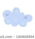 Cute abstract cloud with spiral doodle elements. Vector illustration 140808894