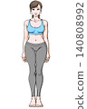 Basic standing pose - front view - young woman wearing sportswear 140808992