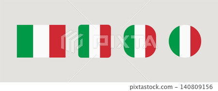 Italy national flag set in original proportion and different shapes styles. Official Italian symbol vector collection. 140809156