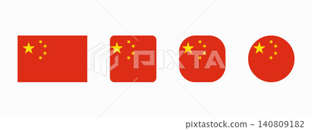 China national flag set in original proportion and different shapes styles. Official Chinese symbol vector collection China national flag set in original proportion and different shapes styles. Official Chinese symbol vector collection 140809182