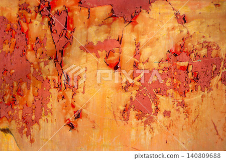 Close-up of Abstract Peeling Red Paint on Weathered Surface Close-up of Abstract Peeling Red Paint on Weathered Surface 140809688