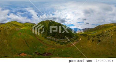 360-Degree Panoramic View of Mountains in Kyrgyzstan 360-Degree Panoramic View of Mountains in Kyrgyzstan 140809703