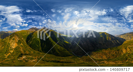 360-Degree Panoramic Mountain Landscape in Kyrgyzstan 360-Degree Panoramic Mountain Landscape in Kyrgyzstan 140809717