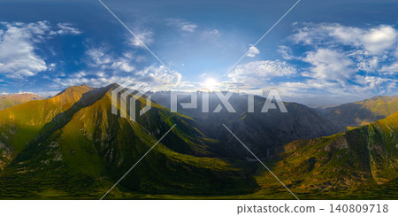 360 Panorama of Kyrgyzstan Mountains at Sunset 140809718