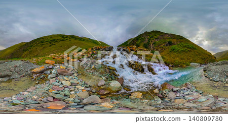 360 Panoramic View of Mountain River Rapids in Kyrgyzstan 140809780