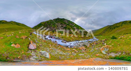 360-Degree Panorama of Mountain Valley in Kyrgyzstan 140809781