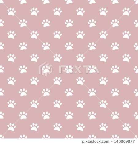 Dusty pink paw print seamless background material Dusty pink paw print seamless background material 140809877