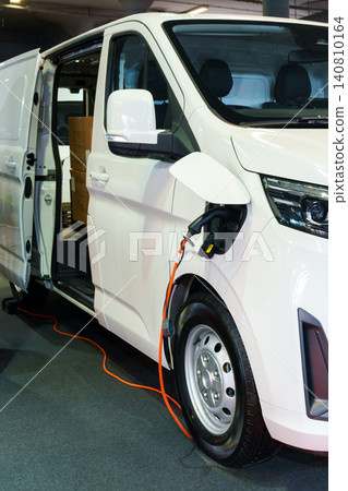 Electric delivery van with electric vehicles charging station. 140810164