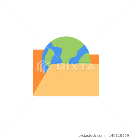 Internet folder icon for web downloads directory in storage. Folder with globe symbol for browser or file manager. Icon design flat style Internet folder icon for web downloads directory in storage. Folder with globe symbol for browser or file manager. Icon design flat style 140810959