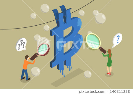 3D Isometric Flat Vector Illustration of Crypto Money Laundering, Criminal Payments With Bitcoin Symbol Drying On Pegboard. 140811228