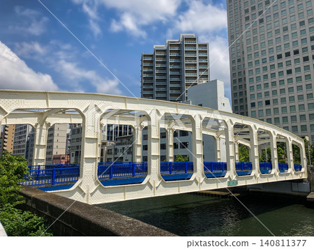 The Vierendeel Bridge, with its beautiful white paint and blue railings: Toyomi Bridge - A Japanese Selected Civil Engineering Heritage Site (Photo) The Vierendeel Bridge, with its beautiful white paint and blue railings: Toyomi Bridge - A Japanese Selected Civil Engineering Heritage Site (Photo) 140811377