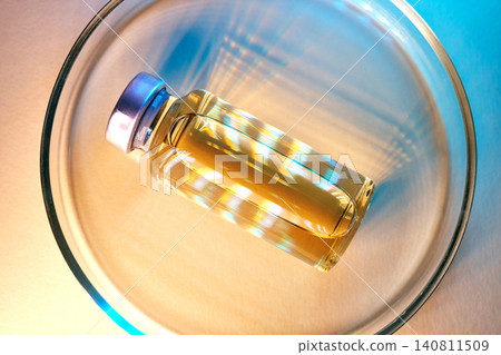 Glp 1 peptide medication vial in laboratory petri dish Glp 1 peptide medication vial in laboratory petri dish 140811509