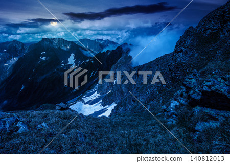 romania mountain landscape in summer at night. full moon over travel background of alpine scenery in fagaras mountain ridge. european summer outdoor adventures. mysterious fantasy romania mountain landscape in summer at night. full moon over travel background of alpine scenery in fagaras mountain ridge. european summer outdoor adventures. mysterious fantasy 140812013
