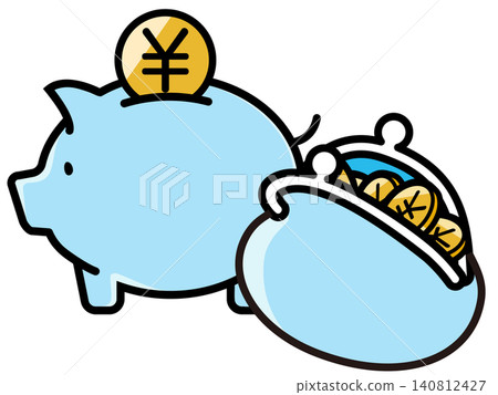 Cute pig piggy bank and yen symbol 140812427