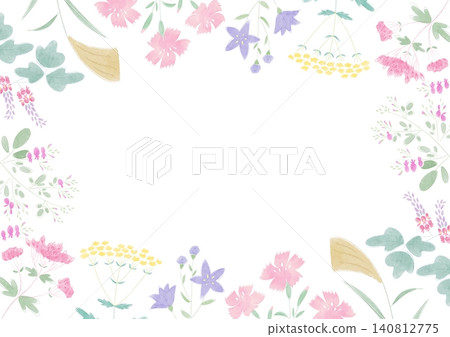 Cute watercolor-style frame featuring the seven autumn flowers. Cute watercolor-style frame featuring the seven autumn flowers. 140812775