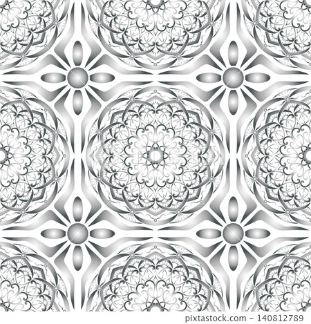 Geometric pattern, grey and white. Seamless floral pattern-269. Geometric pattern, grey and white. Seamless floral pattern-269. 140812789