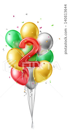 Number two balloon bouquet for celebration. 140813644