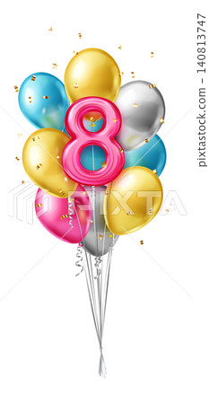 Birthday number eight balloon bouquet. 140813747