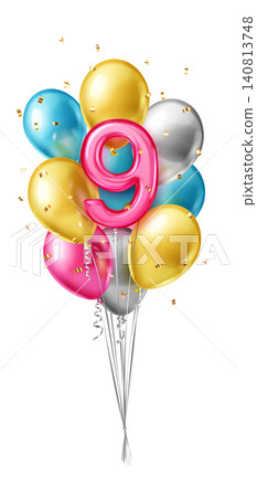 Number nine balloon bouquet celebration Number nine balloon bouquet celebration 140813748