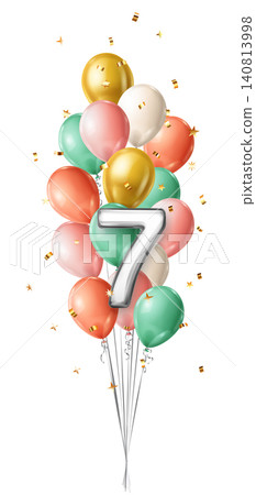 Birthday balloons with number 7. Birthday balloons with number 7. 140813998
