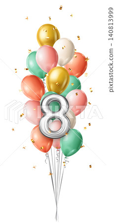 Number 8 birthday balloon bunch. Number 8 birthday balloon bunch. 140813999