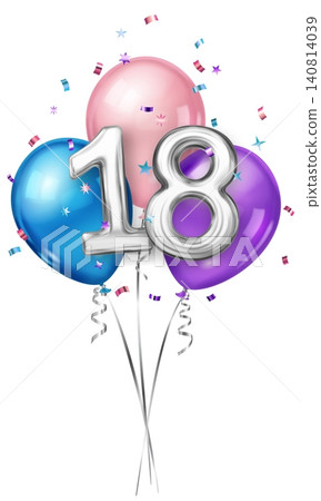 18th birthday celebration with balloons. 18th birthday celebration with balloons. 140814039