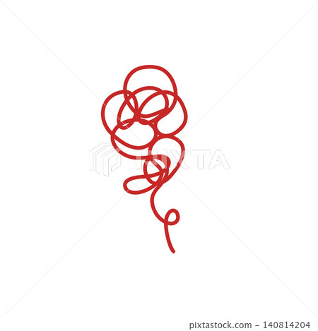 Abstract flower drawn with red lines, line art illustration on a white background. Abstract flower drawn with red lines, line art illustration on a white background. 140814204