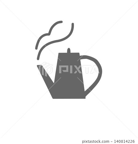 A simple icon of a steaming coffee pot. A simple icon of a steaming coffee pot. 140814226