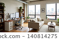 Modern home office and living room interior design in bright apartment 140814275
