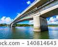 A view of the Nakama Bridge over the Nakama River and the blue sky on Iriomote Island, Okinawa Prefecture. 140814643