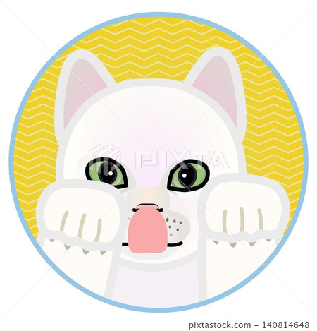圓形背景的貓臉插圖 圓形背景的貓臉插圖 140814648