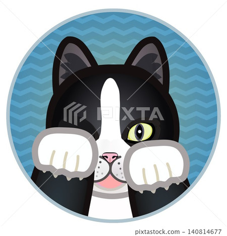 Cat face illustration with a circular background Cat face illustration with a circular background 140814677