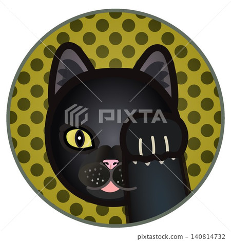 Cat face illustration with a circular background Cat face illustration with a circular background 140814732