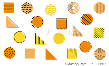 Geometric Pattern Set: Circles, Triangles, and Squares in Vibrant Colors Geometric Pattern Set: Circles, Triangles, and Squares in Vibrant Colors 140814983