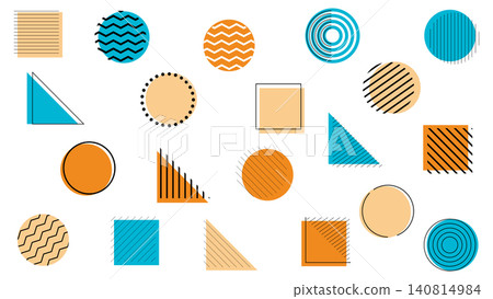 Geometric Pattern Set: Circles, Triangles, and Squares in Retro Colors Geometric Pattern Set: Circles, Triangles, and Squares in Retro Colors 140814984