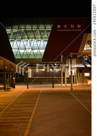 West Kyushu Shinkansen Shin-Omura Station, West Exit (nighttime) 140815097
