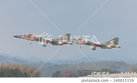 Japan Air Self-Defense Force F-1 fighter jets taking off in formation. Japan Air Self-Defense Force F-1 fighter jets taking off in formation. 140815159