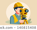 Professional Land Surveyor Using Total Station Illustration 140815408