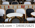 Chairs lined up in a cafe in Paris, France 140815825