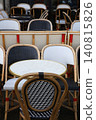 Chairs lined up in a cafe in Paris, France 140815826