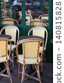 Chairs lined up in a cafe in Paris, France 140815828