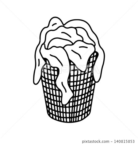 Laundry basket with dirty laundry 140815853