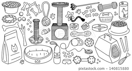 Domestic animals accessories doodle set Domestic animals accessories doodle set 140815880