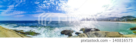 Ipanema Beach Tropical Paradise Panorama in Rio de Janeiro Brazil. Ipanema Beach Tropical Paradise Panorama in Rio de Janeiro Brazil. 140816573