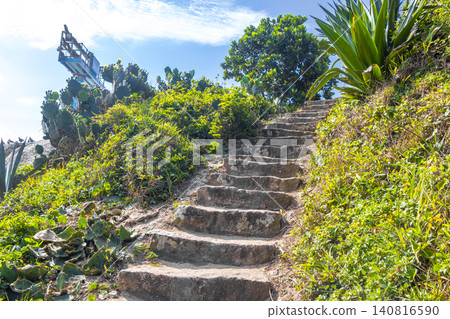 Walking path trail staircase rainforest mountains Rio de Janeiro Brazil. Walking path trail staircase rainforest mountains Rio de Janeiro Brazil. 140816590