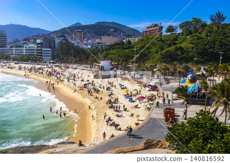Ipanema Beach Tropical Panorama many People Rio de Janeiro Brazil. Ipanema Beach Tropical Panorama many People Rio de Janeiro Brazil. 140816592