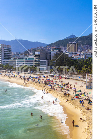 Ipanema Beach Tropical Panorama many People Rio de Janeiro Brazil. Ipanema Beach Tropical Panorama many People Rio de Janeiro Brazil. 140816594